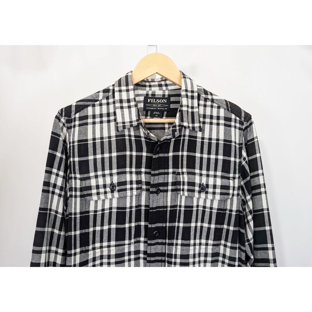 Filson Shirt Black Cream Plaid Cotton Scout Men's Size XS - Picture 2 of 7